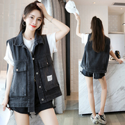 Net đỏ 2020 Hồng Kông bf gió gió lớn túi bảo hộ lao giáp áo khoác mới thiết lập lỏng lẻo denim ngựa Clip nữ hàng đầu