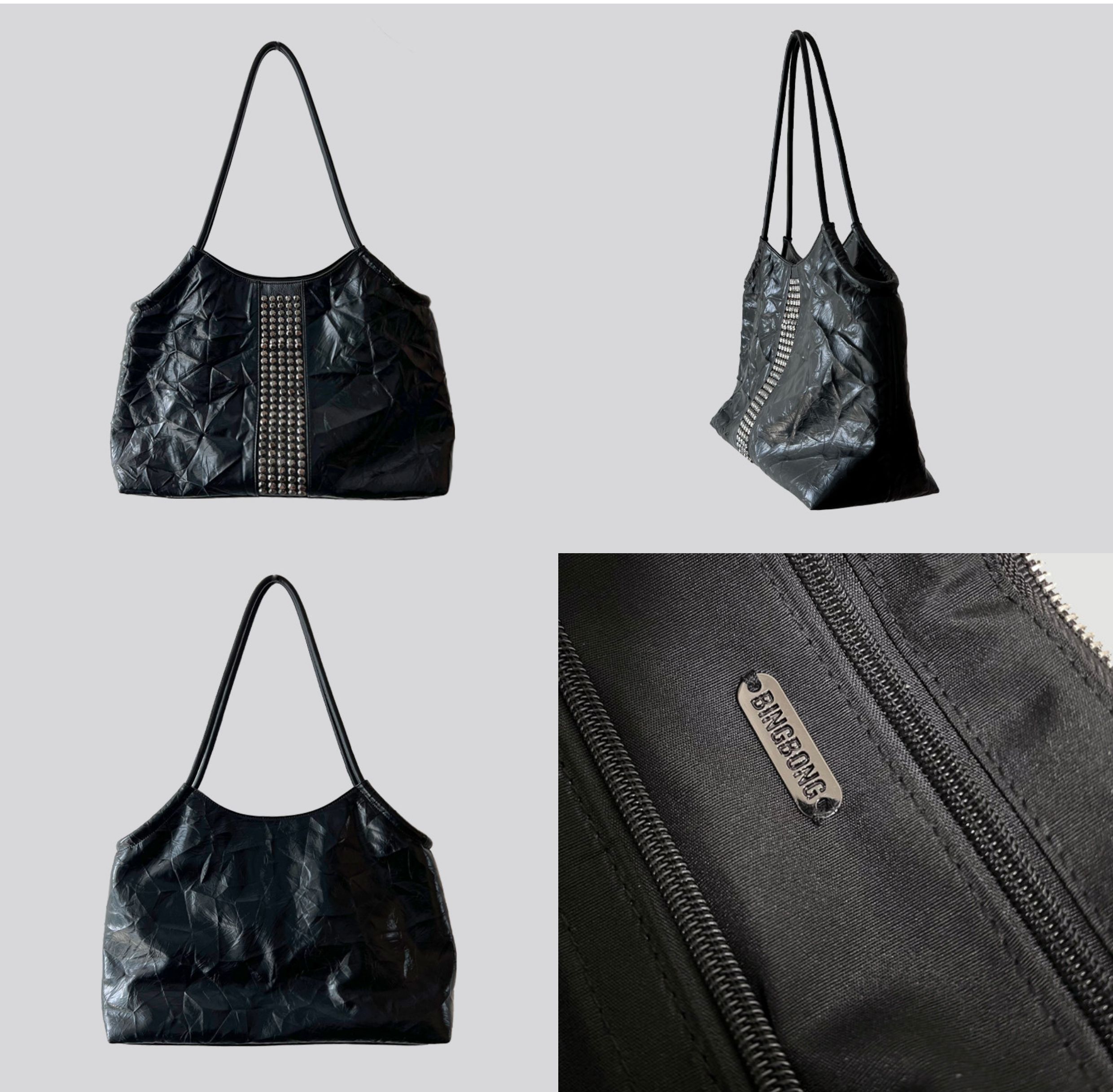 BINGBONG Faux Leather Tote Shoulder Bag