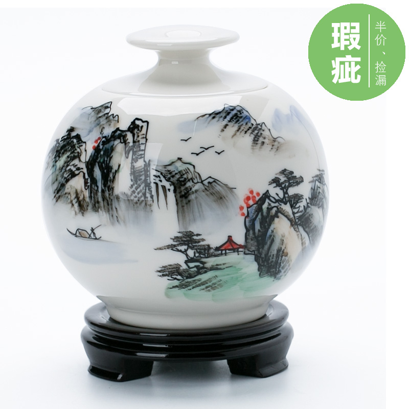 Yopin kiln special tea cans pick up leaks and defects Jingdezhen high temperature ceramic hand-painted storage tank Chinese ornaments