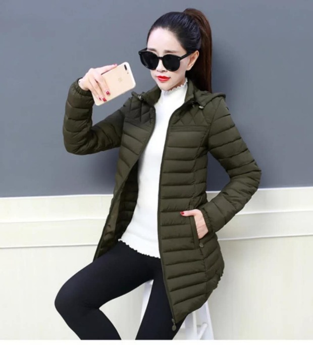 Áo khoác cotton nữ 2019 mới cộng với phân bón XL chất béo chị em eo thon xuống váy cotton độn - Bông áo phao nữ dáng dài đẹp