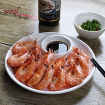 European-style sub-plate with fright shrimp-plate ceramic tableware round lattice with vinegar dish dumplings