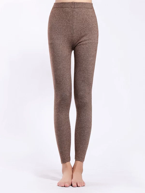 Mùa thu và mùa đông mới quần cashmere phụ nữ đích thực Quần len đáy quần mỏng ấm áp Quần len mỏng co giãn - Quần nóng lên