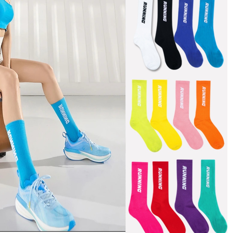 19.9/3 Pairs of Marathon Running Socks, Light Compression Socks, Cycling Socks, Unisex Mid-High Tube Sports Socks, Aerobics Socks