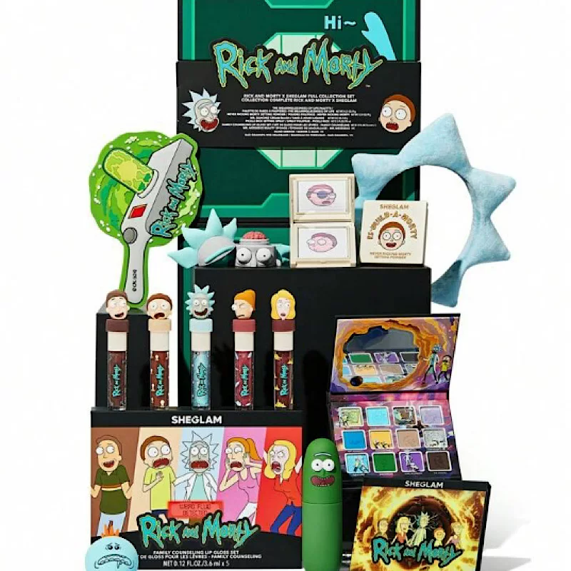 Набор косметики Sheglam Rick & Morty — блеск для губ, палетка теней, карманное зеркало, 8–12 предметов