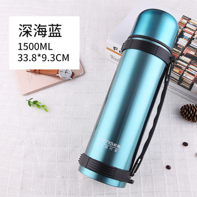 A Blue 1500vehicle Portable stainless steel Thermal insulation kettle 2.5L outdoors high-capacity Travel kettle 2000ml heat preservation glass free shipping