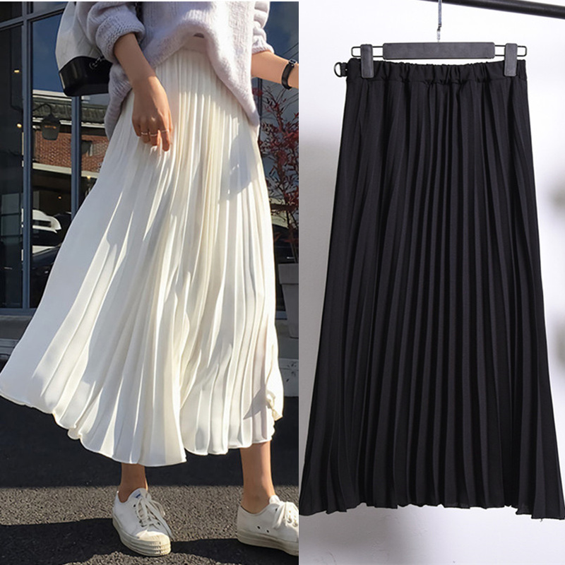 Pregnant woman's half - body dress 2022 Fall - dress snow skirt fold skirt over knee long skirt spring and autumn skirt mom