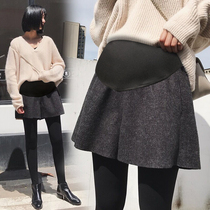 Pregnant womens shorts Autumn New woolen outer shorts wide leg pants autumn and winter high waist pregnant women belly pants boots tide