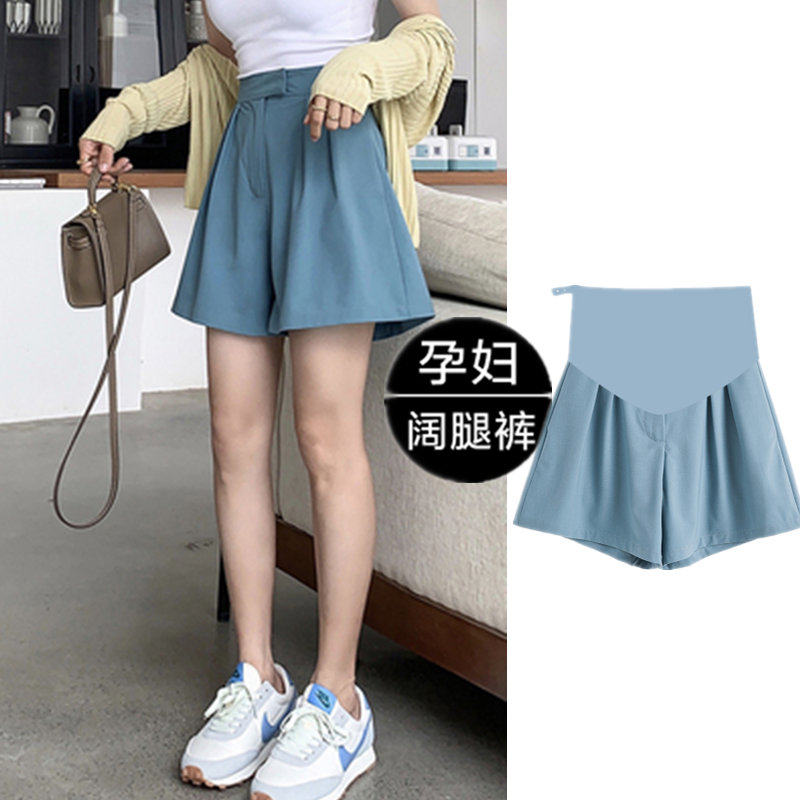 Pregnant Woman Short Pants Summer 2022 New Fashion High Waist Display Slim Casual Pants Relax a word broadlegged pants