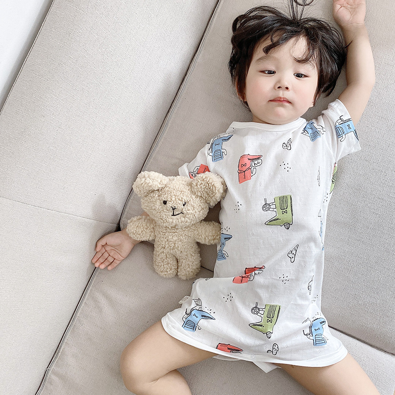 Summer children's breathing home wear One-piece parent-child baby pajamas Boy and girl sleeping bag night dress cotton baby thin