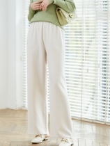 K elder sister (highlight) three acetic acid one piece of vertical cut thin wide leg pants four color choice elastic waist air pants
