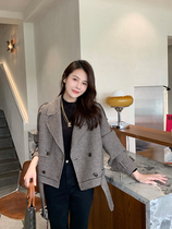 Sister K (thousand bird grid double face) thousand bird grid double face big lapel short coat