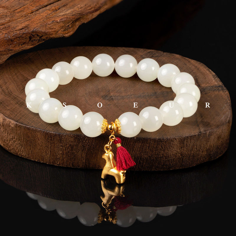 Sister K Ksoeur【Good Fortune Comes Quickly】Hetian Jade Honey Water Bracelet S925 Silver Variety Certificate Gift Box Sister K Ksoeur【Good Fortune Comes Quickly】Hetian Jade Honey Water Bracelet S925 Silver Variety Certificate Gift Box