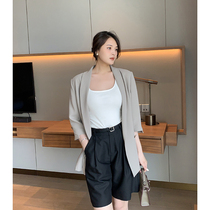 K sister (private custom) acetic acid elastic hemp lapel collar seven-point sleeve suit jacket women