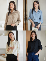 K sister (custom environmentally friendly colored textile shirt) color spinning TR lapel pocket single breasted solid color shirt Women