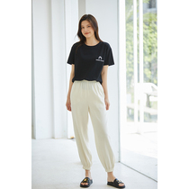 K sister acetic acid pants acetic acid mix and match elastic waist solid color wild loose straight tie tie pants women