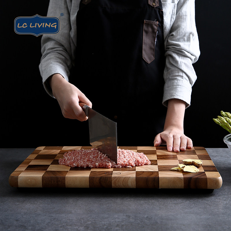 Thailand LC LIVING Acacia Wood Checkerboard Natural Solid Wood Rectangular Cutting Board Cutting Board Anti-mildew and Easy to Clean