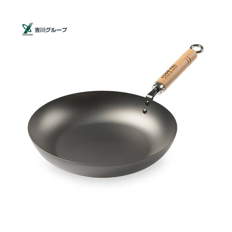 Japan YOSHIKAWA Yoshikawa COOK-PAL frying pan wooden handle uncoated frying pan non-stick frying pan Beijing pan