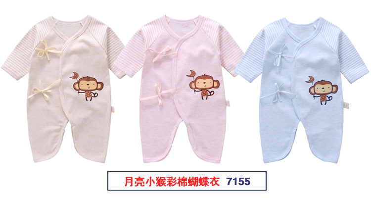 Quần áo sơ sinh 0-3 tháng bông mùa xuân bé bướm áo choàng nhà sư quần áo bé onesies 1 mùa hè 6