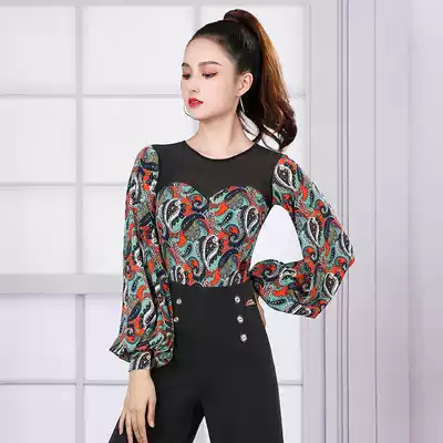 Dan Bo Luo advanced modern dance shirt 2021 new female Latin dance practice clothes autumn national standard dance practice uniform