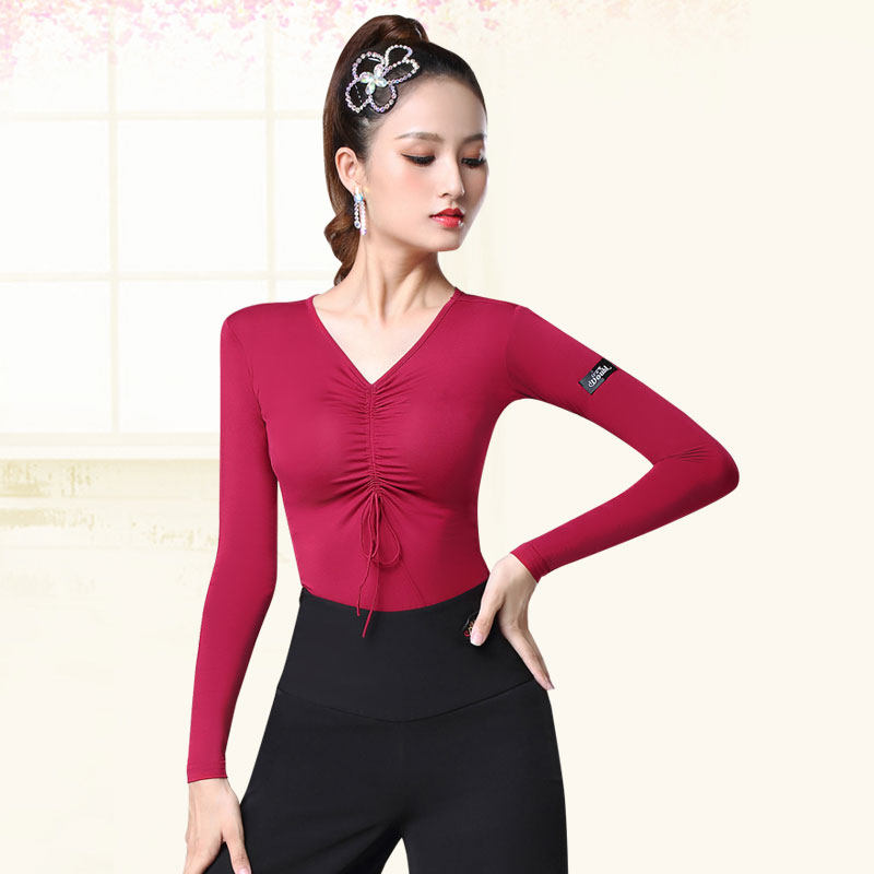 Dambao Rohrin Dancing Dancing Gongfu Female Adult Dancing Moden Dance Sexy Drawing Rope Dancing Long Sleeve National Mark Dance blouses