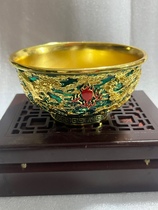 Previous Reflow rare copper-gilt pinch enamel paint gold paint dragon feng Xiangxiang bowl of old copper bowl gold bowl