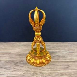 Винтажный позолоченный тибетский ритуальный инструмент — ваджра, декоративное украшение для дома в античном стиле с подставкой, для домашнего поклонения.