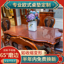  European-style transparent table mat Soft glass waterproof anti-scalding oil-proof leave-in crystal mat Coffee table round table table mat PVC tablecloth