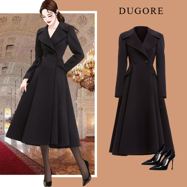 Versatile and high-end Hepburn style coat