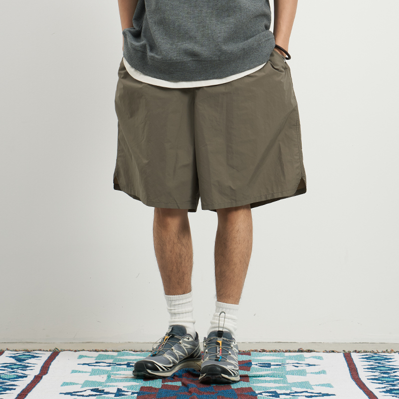 Urban Lost Japanese Retro Solid Color Five-Point Shorts Quick-Drying Lightweight Beach Shorts Loose Straight Summer Shorts