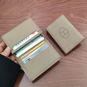 Business high-end business card holder leather card holder for men and women, small and exquisite bank card holder, portable wallet, large capacity