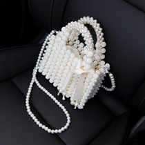 Handmade beaded new pearl bag diy woven bag Wear beads handbag finished ins simple small square bag oblique cross bag