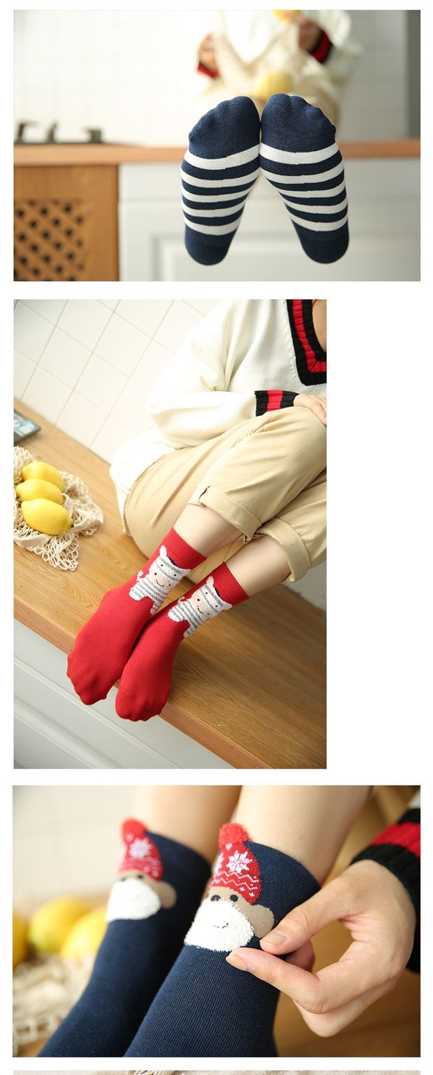 Giáng sinh Vớ nữ Cotton 4 cặp Hộp quà tặng Hàn Quốc Phim hoạt hình dễ thương Sinh viên Bít tất Cô gái SpongeBob Red Sox tất kháng khuẩn khử mùi