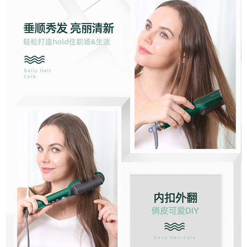 Golden Rice Hair Straightening Comb Kd380K Negative Ion Straightening Magic Tool Non-Damaging Electric Hair Straightener Curling Iron Hair Clip Export Factory