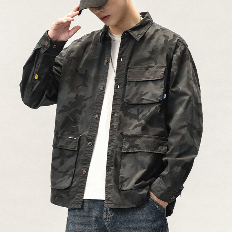 Spring and Autumn American Camouflage Long-Sleeved Work Shirt Men's Loose Trendy Brand Ins Large Size Casual Jacket Trendy Summer Top Spring and Autumn American Camouflage Long-Sleeved Work Shirt Men's Loose Trendy Brand Ins Large Size Casual Jacket Trendy Summer Top