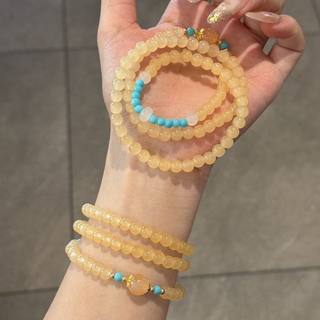 夏季冰透感玉米黄三圈手串中式国风编织闺蜜手链轻奢高级感手饰