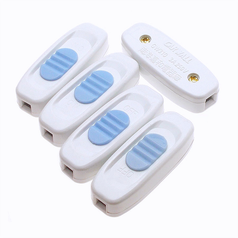 Jiahe Toggle-Type White Inline Bedside Switch for Small Ceiling Fan, Table Lamp, Lighting Fixture, Midway Switch 250V 3A