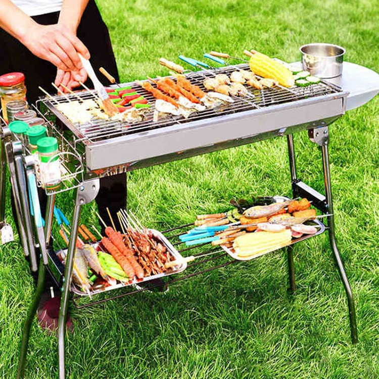BBQ Full Set Charcoal Barbecue Tool Stainless Steel Outdoor BBQ Roaster Barbecue