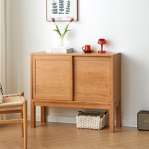 Simple Japanese-style solid wood porch cabinet Nordic cherry wood sideboard small apartment storage storage white oak furniture