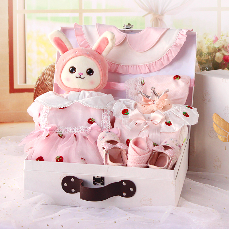 Halal Barn Newborn Baby Child Gift Box 100 Days Old Foreign Pie Strawberry Princess Dress Gown Suit Birth Meet Gift