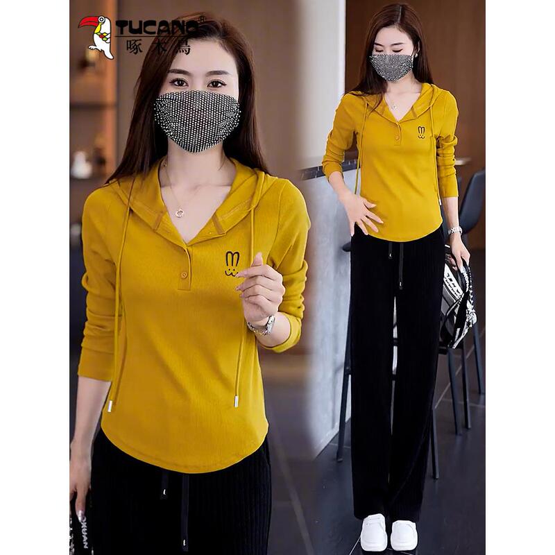Woodpecker~ Fashionable and Youthful-Looking Sweatshirt for Women, 2023 Autumn New Casual Hooded Top, Slimming T-Shirt Hoodie