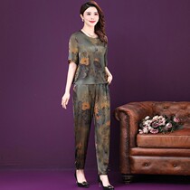 Hangzhous new heavyweight style Xiangyunsha silk pants suit for women 2024 summer fashion mom two-piece top