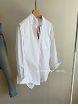 TB Contrast Strut College Style White Shirt ~ Joker Casual Cotton Long Sleeve Jacket Women 21 Spring Summer 9925