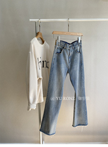 Self-retention recommends CHAO Zan version ~ high waist straight pants feet burr tide fan cotton light jeans spring 9680