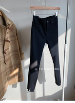 A pair of winter ~ heat storage volcanic rock lining brushed slim foot opening fork slim 9 point jeans winter 9729