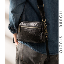 2021 new shoulder bag boys leather leather shoulder bag fashion trend Korean messenger bag youth cowhide leather small backpack