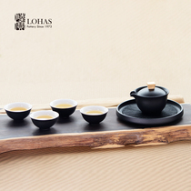 Lu Bao ceramic Phoenix Gaiwan tea set One pot two cups of Kung Fu tea set Home to send friends retro souvenirs