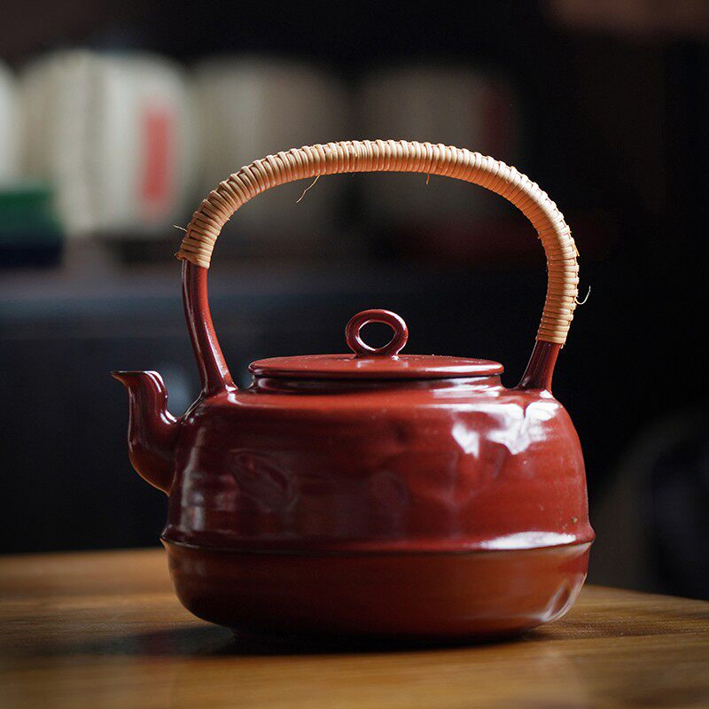 Jingdezhen Linsongtang purple sand pottery mud lift beam kettle Bufan handmade retro household ceramic tea set to make tea