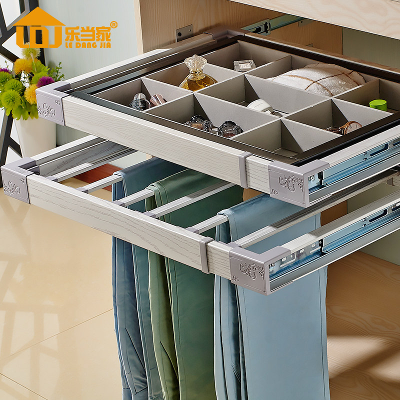 Retractable trouser rack wardrobe drawer type storage pull basket cloakroom home sliding pants pump trouser rack hardware accessories