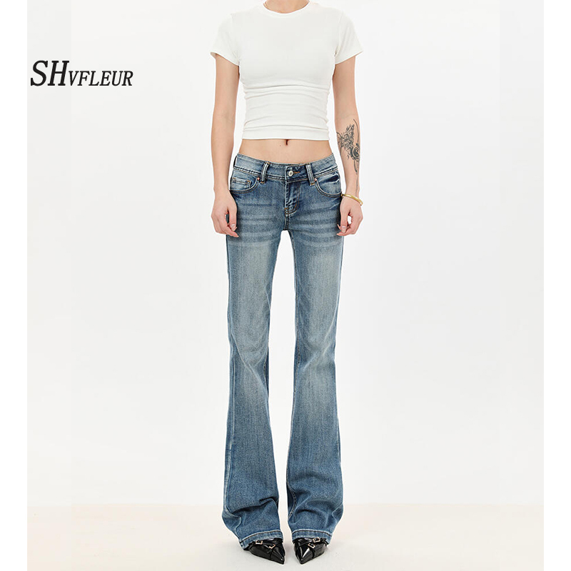 Shvfleur Cat Paw Pants~ Low-Waisted Straight-Leg Jeans for Women, New Slim-Fit Narrow Version for Petite Figures, Bootcut Pants