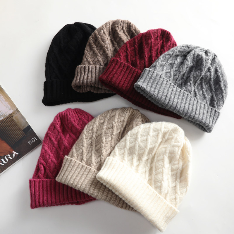 Cashmere hat Men's and women's warm hat Thick wool wild hat Korean version knitted hat pullover hat